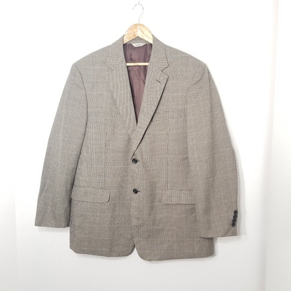 Moores Retro Brown Tan Hounds Wool Blend Professor Oversized Preppy Blazer 42R